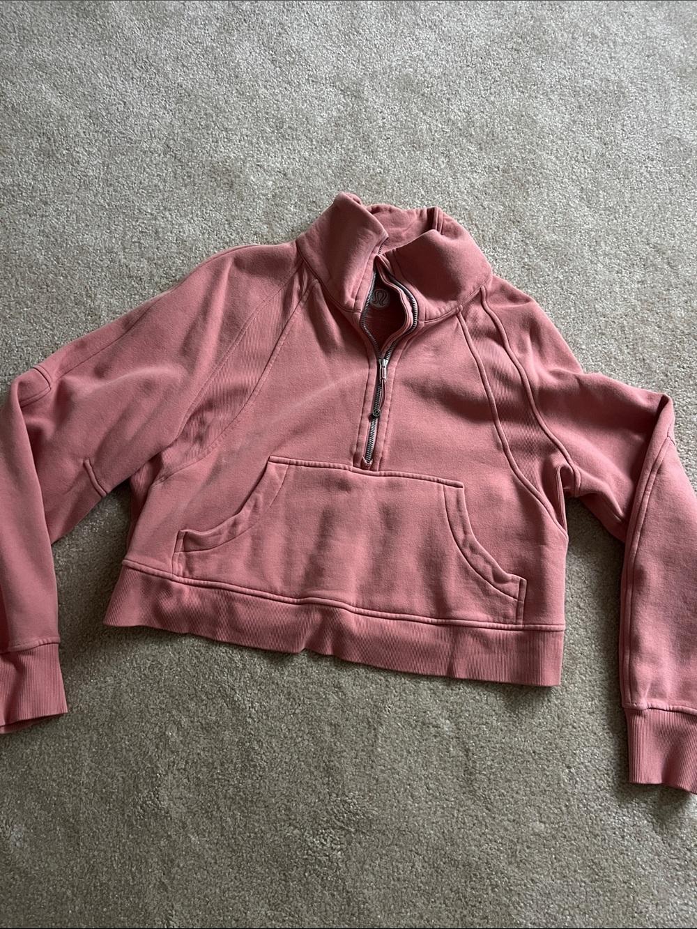 Lululemon Scuba Cropped Pink Half-Zip Sweatshirt